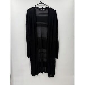 Pre owned White House Black Market Black Duster Cardigan Striped Lightweight L